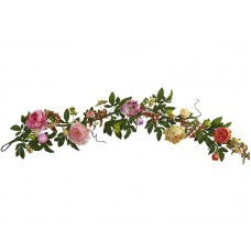 Nearly Natural Mixed Peony and Berry Garland TXN4174